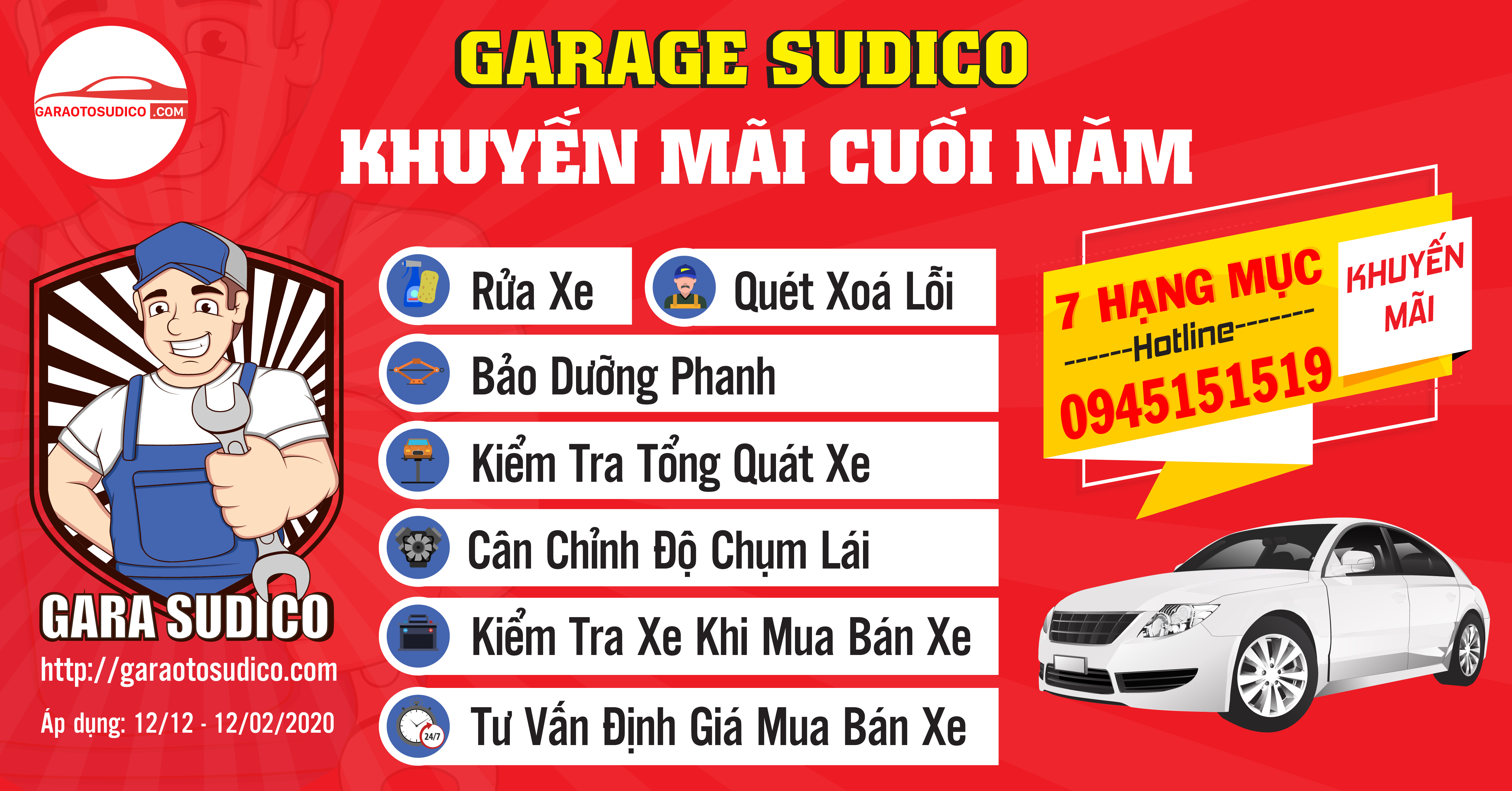 Dịch Vụ Sửa Chữa, Bảo Dưỡng Ô Tô Hà Nội I KHUYẾN MÃI  DỊCH VỤ SỬA CHỮA XE Ô TÔ CUỐI NĂM 2019 GARAGE SUDICO 0945151519